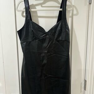 NWT Zara Black Faux Leather Dress
